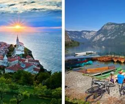 Slovinskom na bicykli od Álp k Pule - mesto na pobreží Jadranu a cyklisti na brehu