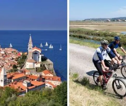 Slovinskom na bicykli od Álp k Jadranu - mesto na pobreží a cyklisti