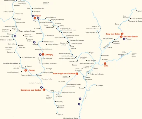 Mapa plavebnej oblasti Burgundsko