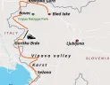 Slovinskom na bicykli od Álp k Pule - mapa, časť trasy k jadranu