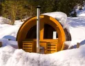 Krásny a príjemný Hotel VILLETTA MARIA s wellness, vo Val di Fassa - Taliansko  -  vonkajšia sauna v zasneženej krajine