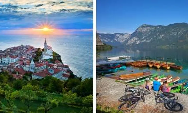 Slovinskom na bicykli od Álp k Pule - mesto na pobreží Jadranu a cyklisti na brehu