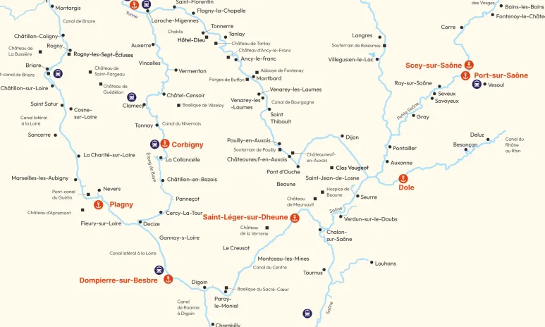 Mapa plavebnej oblasti Burgundsko
