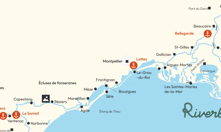Mapa plavebnej oblasti Camargue