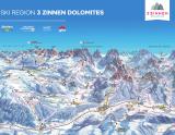 Mapa lyžiarskej oblasti Drei Zinnen Dolomites
