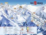 Mapa lyžiarskej oblasti Les 2 Alpes - Lyžovačky v Alpách, www.hitka.sk 