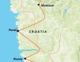 Na bicykli z Terstu cez Taliansko, Slovinsko a Chorvátsko do Puly - mapa trasy z Terstu do Puly