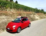 Toskánskom v Taliansku na Fiate 500 Cabrio - slnečná cesta cez vinice