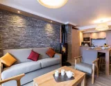 Obývačka apartmánu v rezidencii Balcons Platinium Val Cenis