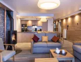 Obývačka apartmánu 6/8 v rezidencii Balcons Platinium Val Cenis