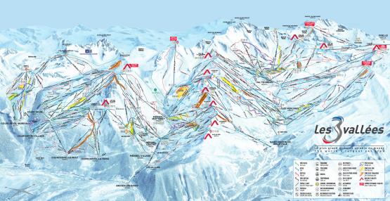 Lyžiarska mapa oblasti Les 3 Vallées